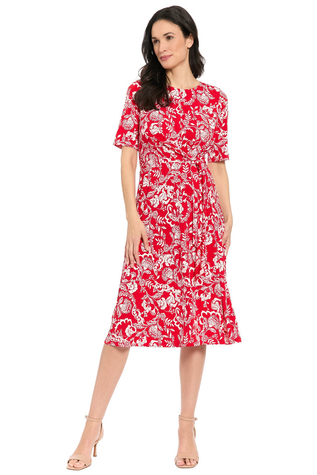 Revel Elbow Sleeve Midi in Graphic Provencal