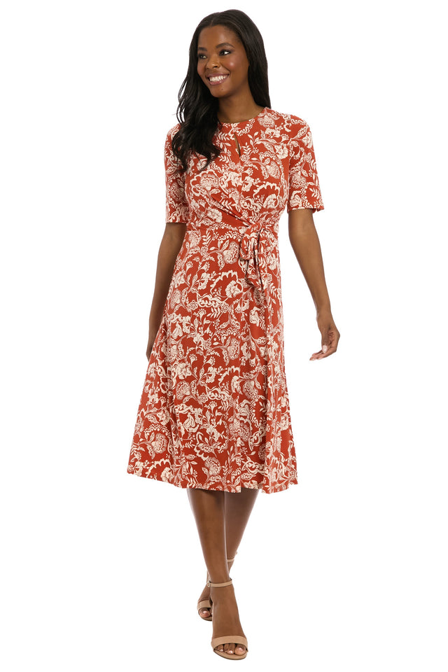 Revel Elbow Sleeve Midi in Graphic Provencal