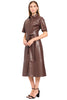 Zephyr Faux Leather Belted Midi