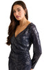 Rosaline Long Sleeve Diamond Sequin Blouse Top