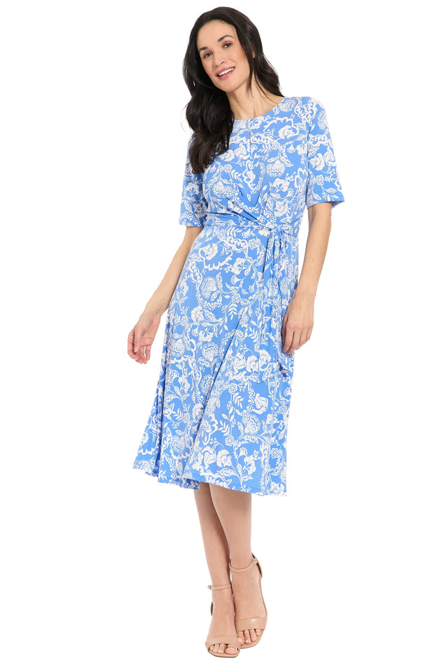 Revel Elbow Sleeve Midi in Graphic Provencal