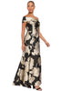 Reya Off the Shoulder Gown in Metallic Floral Jacquard