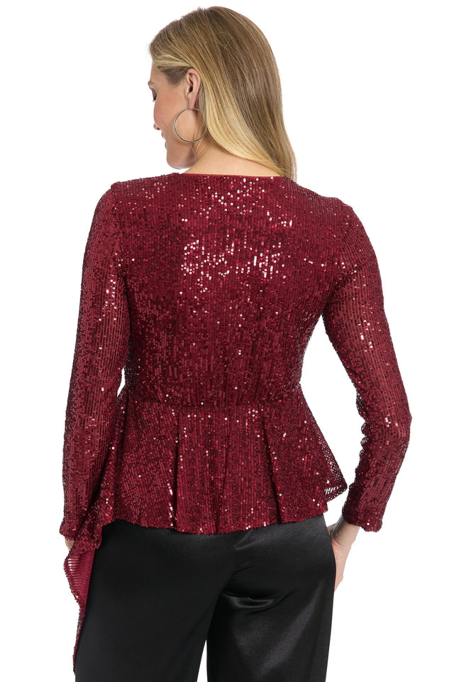 Tribeca Sequin Top Long Sleeve Peplum