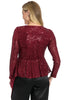 Tribeca Sequin Top Long Sleeve Peplum