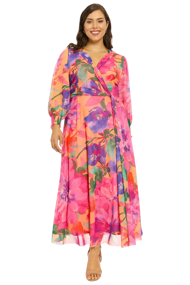 Ruth Long Bishop Sleeve Maxi in Majestic Garden