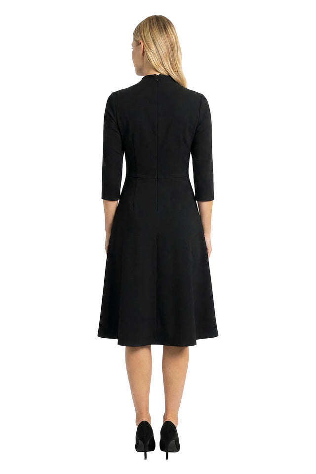 Theodora Twist Neck Fit-and-Flare Dress