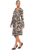 Rhea Collared Side Tie Midi in Zebra