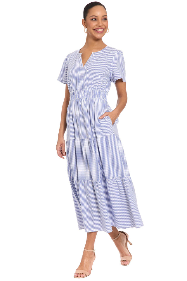 Rachael Striped Elastic Waist Midi