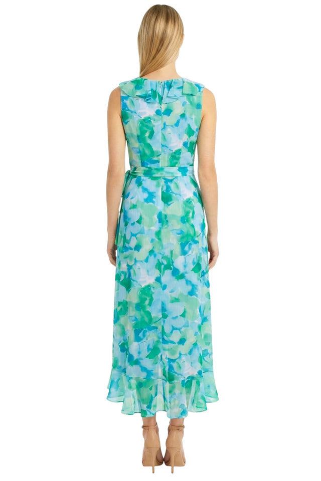Rosie Side Tie Ruffle Dress in Blurred Poppy