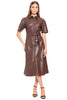 Zephyr Faux Leather Belted Midi