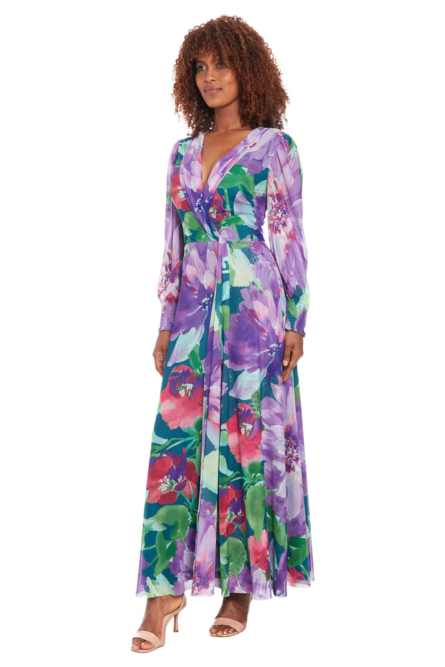 Ruth Long Bishop Sleeve Maxi in Majestic Garden