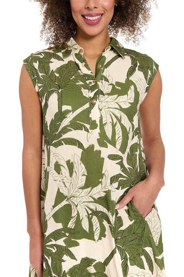 Tessa Collared Sleeveless Linen Dress
