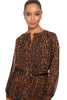 Tamsen Chiffon Pleated Shirtdress in Leopard