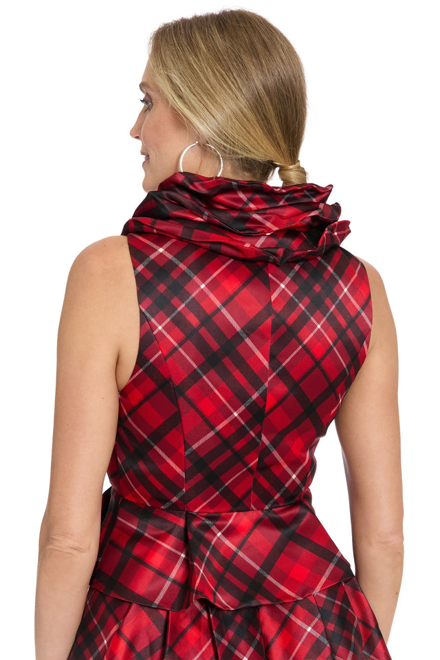 Roosevelt Plaid Top with Triple Ruffle Collar