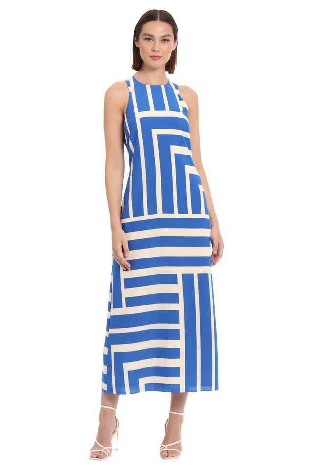 Quincy Midi Shift Dress in Intersection Stripes