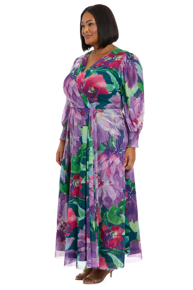 Ruth Long Bishop Sleeve Maxi in Majestic Garden