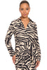 Rhea Collared Side Tie Midi in Zebra